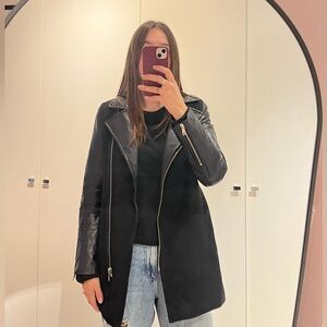 Wilfred Free Wool Coat with Leather Sleeves